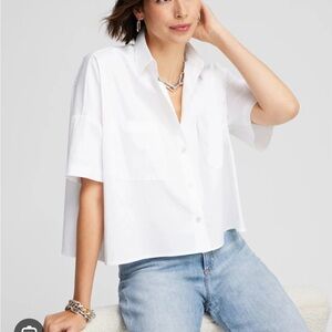 Chico’s White Poplin Top Women's Button-Down Shirt-Size 3/XL NWT